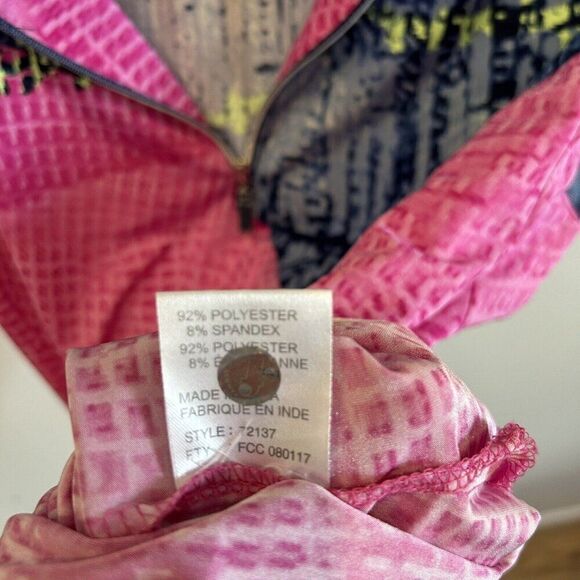 JAMIE SADOCK 1/4 Zip Polo Golf Tennis Pickleball Pink Blue Graphic Size M - Picture 8 of 9